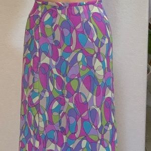 Apostrophe multicolored, geometric print skirt in beautiful colors. Size 18W